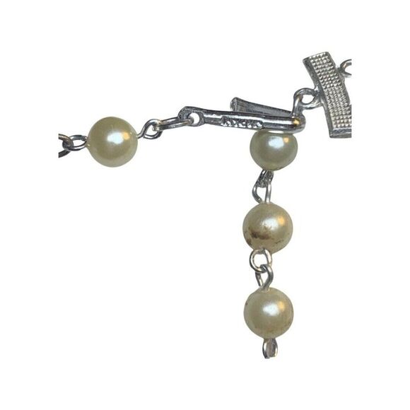 Japan Yellow Crackle Beaded Graduated Faux Pearl 2 Tier Silver Tone Necklace 16” - Picture 12 of 14